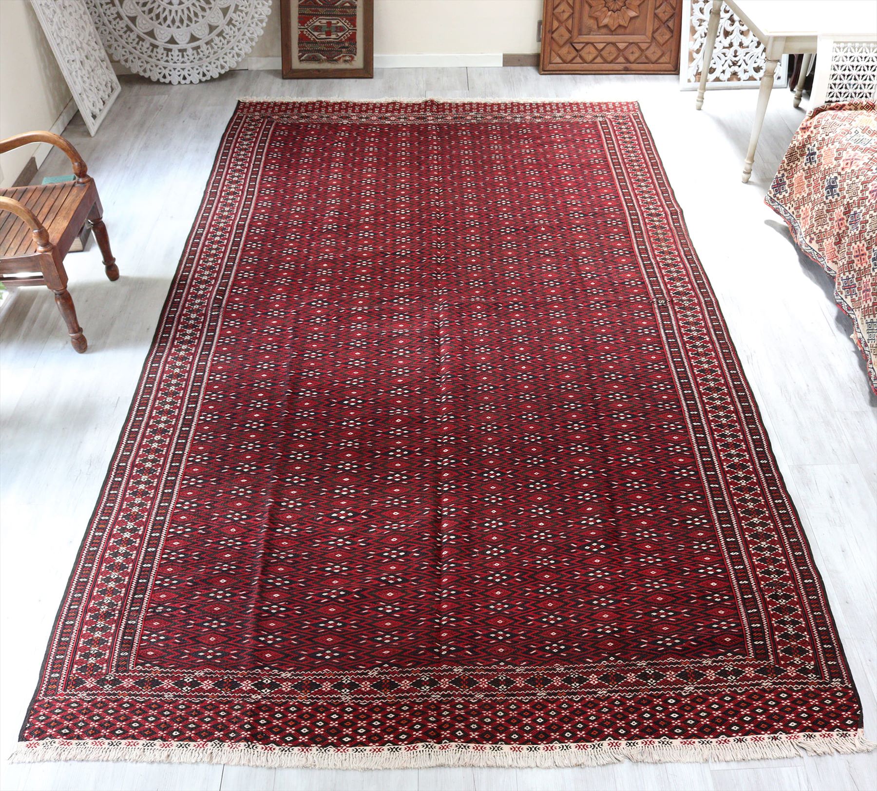 オールドキリム・西トルクメンヤムート380×205cm 大型ケッレサイズ赤い