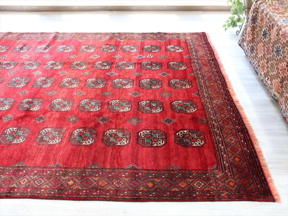部族絨毯 トライバルラグ/中央アジアトルクメン294×213cm ギュル文様 