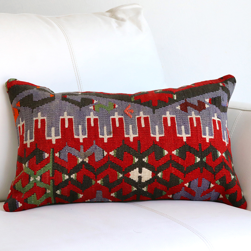 オールドキリムクッション・長方形 49×30cmエシュメ Turkish Old Kilim Cushion