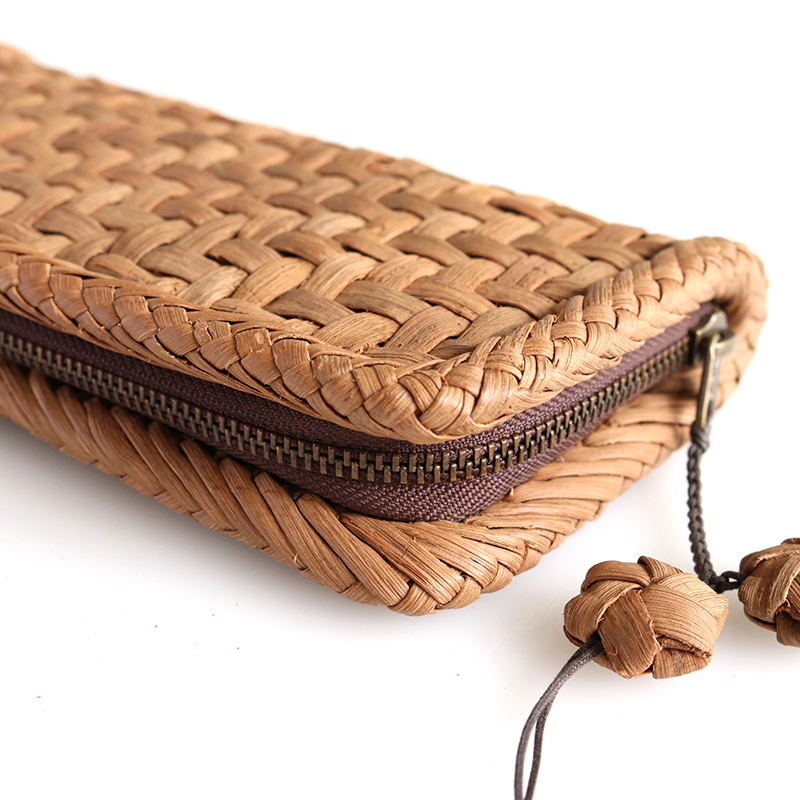 国産材】やまぶどう・長財布/網代編み・本革/花根付21cmx11cmx3.5cm