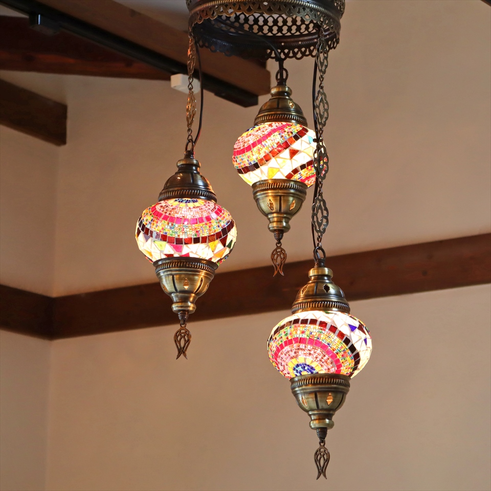 インプレッションオブギャッベモザイクシャンデリアスタンドランプ 3灯