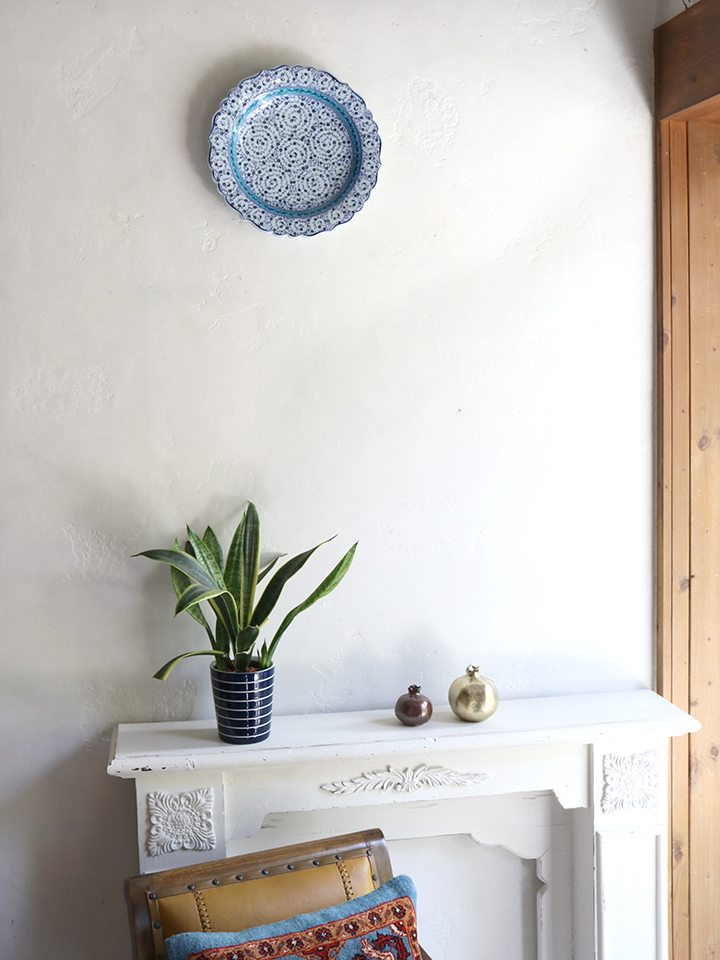 トルコ・キュターヤ陶器・手描き絵皿 Φ30cmプレート/ゴールデンホーン