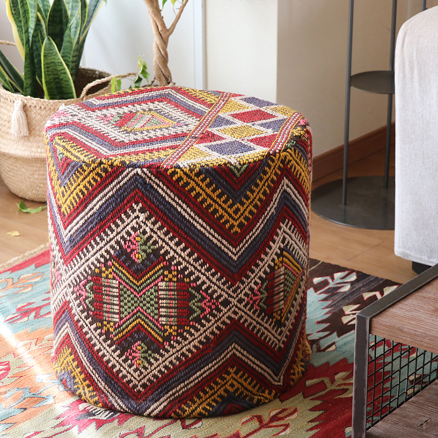 オールドキリムプフ・シリンダー Old Kilim Pouf Cylinder シワス