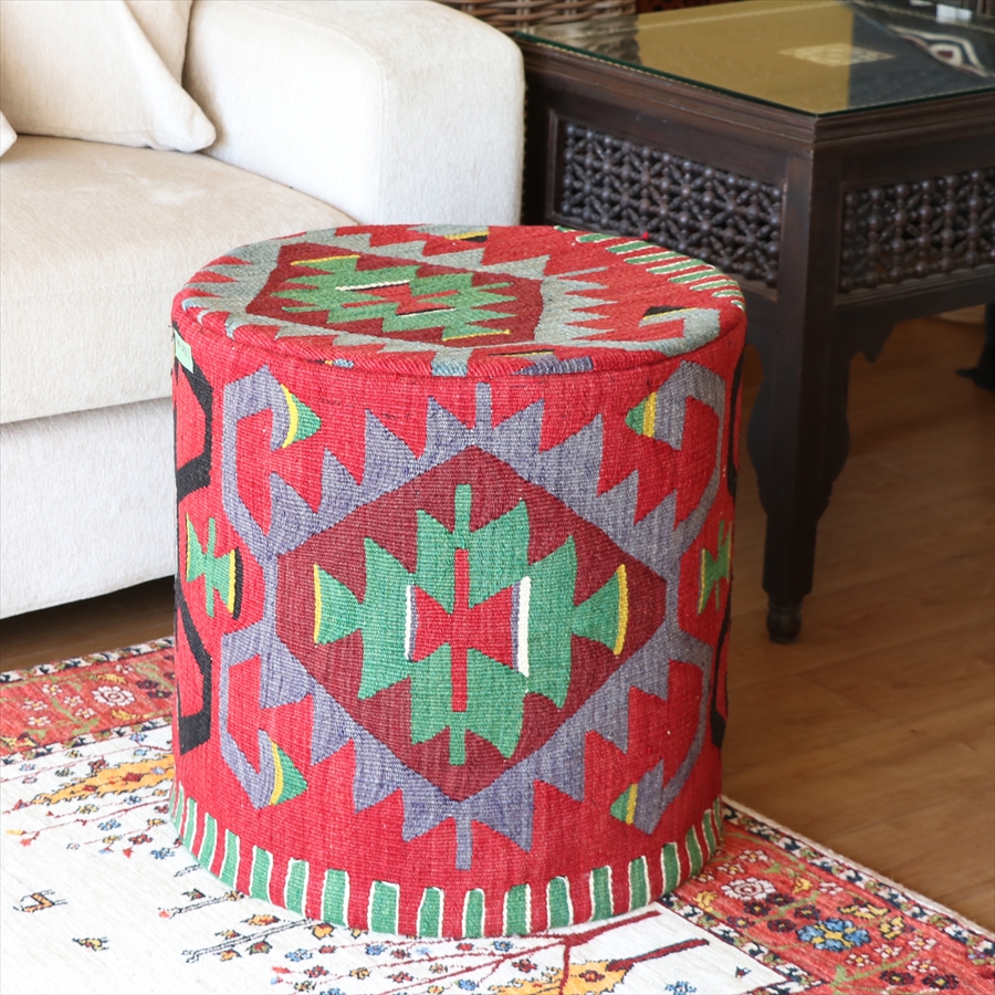 オールドキリムプフ・シリンダー Old Kilim Pouf Cylinder イーブル