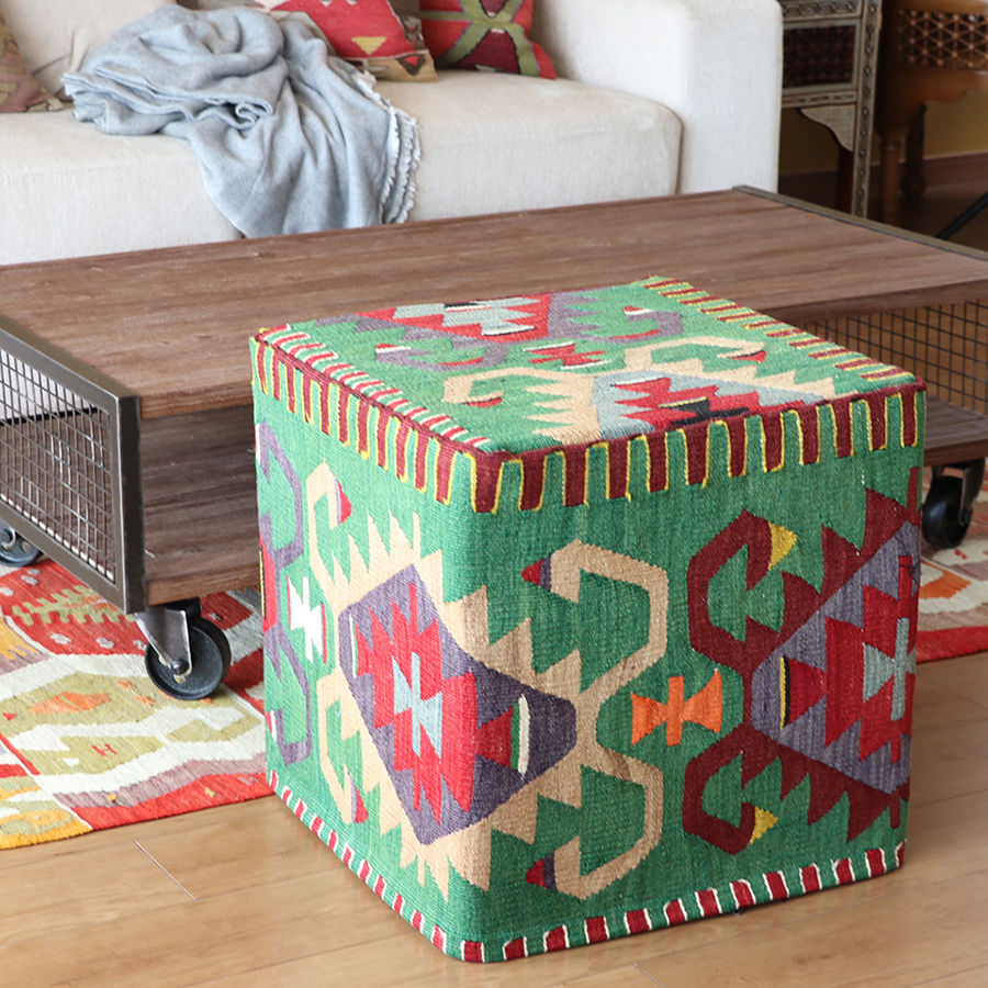 オールドキリムプフ・スクエア Old Kilim Pouf Square イーブルアイ・プフクッション・オットマンプフ【中綿別売り】