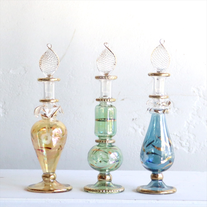 ガラス香水瓶 3本セット エジプト製 Egyptian Purfume Bottle / ガラタ 