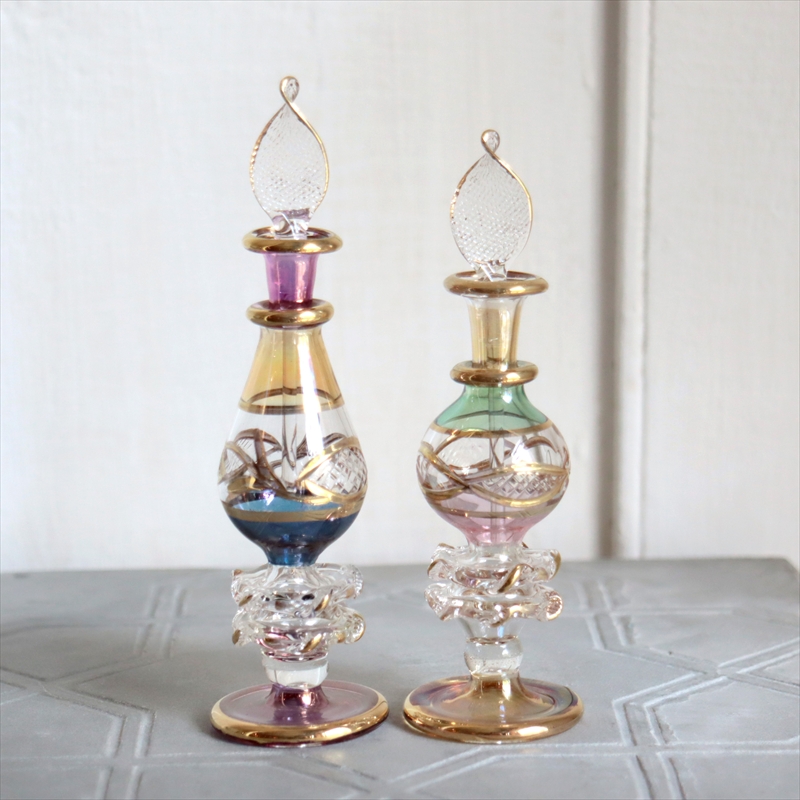 エジプト ガラス香水瓶 2本セット クレオパトラ 3カラー Egyptian