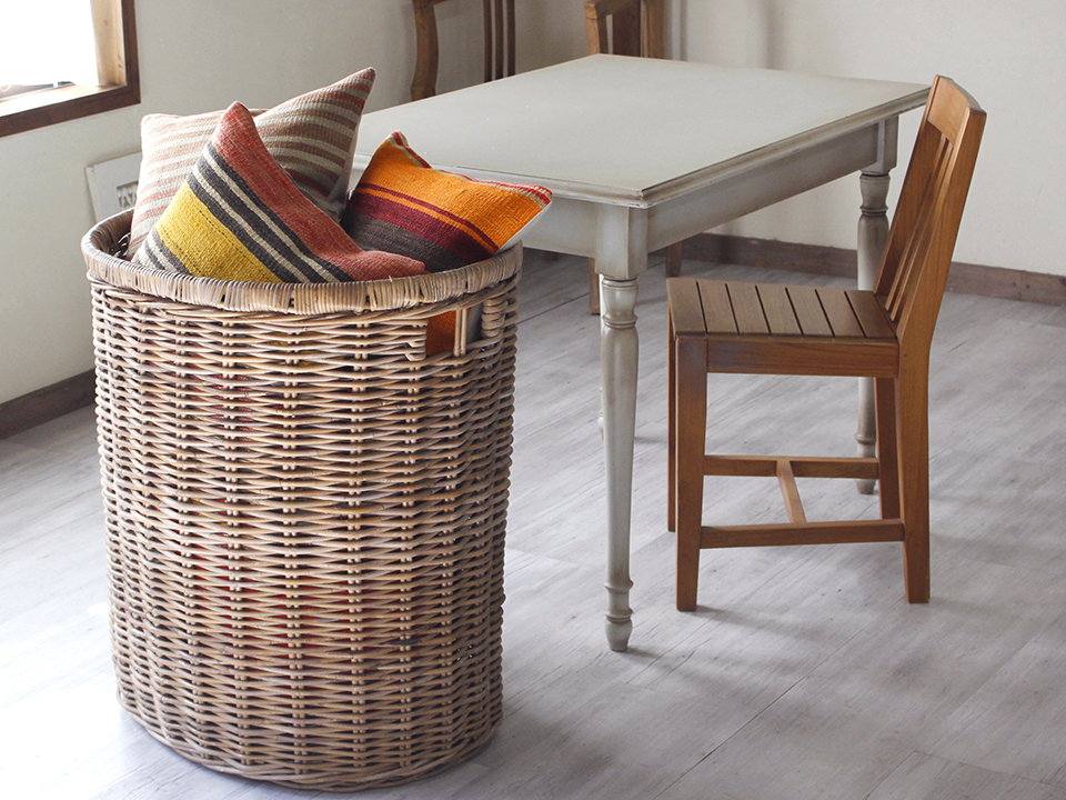 バスケット・コボグレー楕円形特大サイズH70×W63×D50cm/rattan