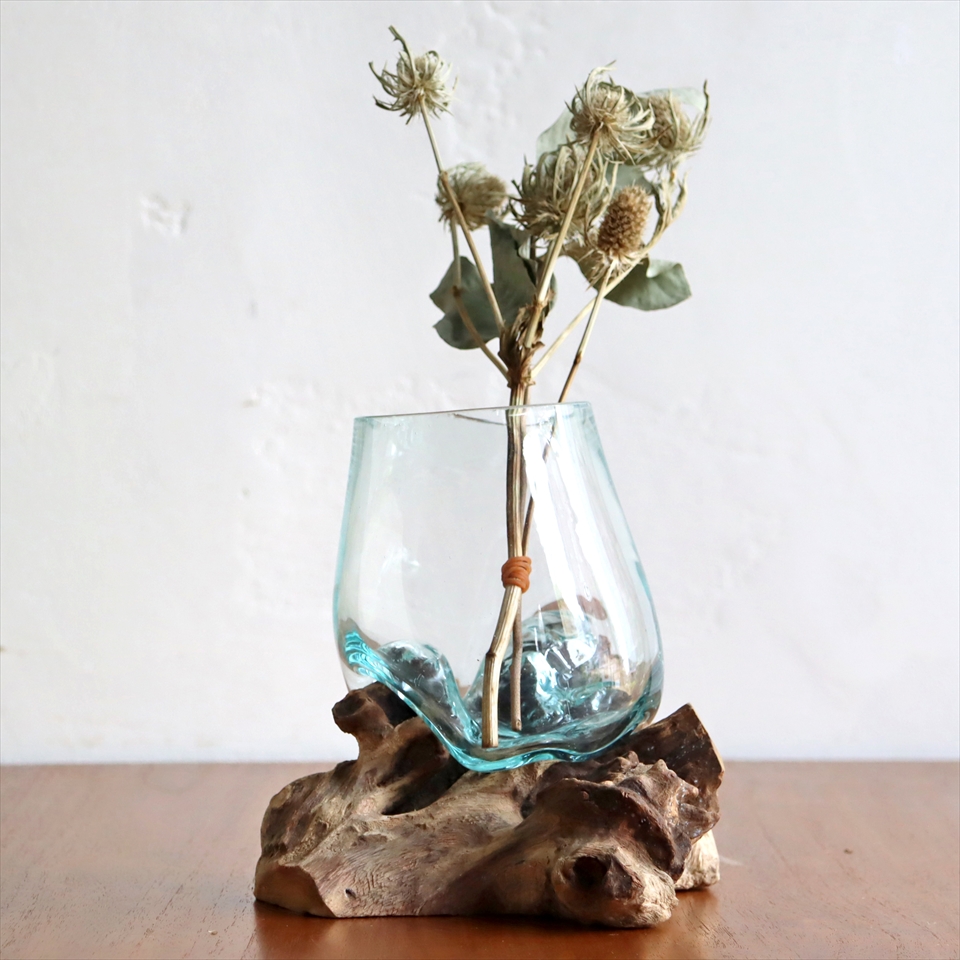 ガラタバザール ガラスベース フラワーベース 花瓶 流木 Glass Planter Flower Vase