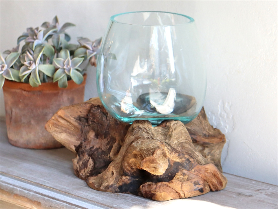 流木 フラワーベース 花瓶 H17 W D17cm ガラスベース Glass Planter Flower Vase ガラタバザール