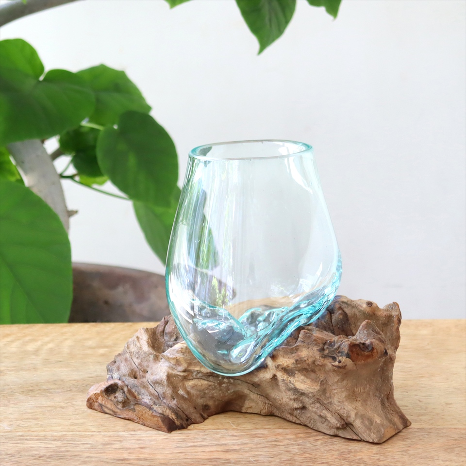 流木 フラワーベース 花瓶 H17 W16 D15cm ガラスベース Glass Planter Flower Vase ガラタバザール