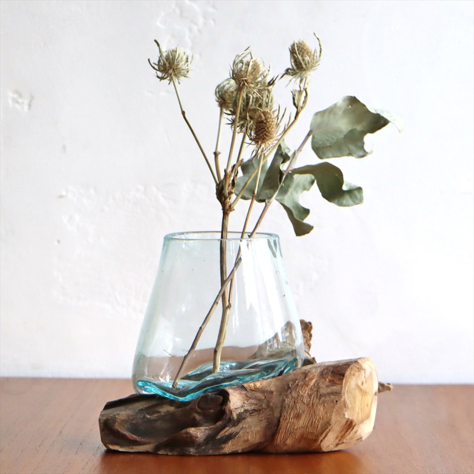ガラタバザール ガラスベース フラワーベース 花瓶 流木 Glass Planter Flower Vase