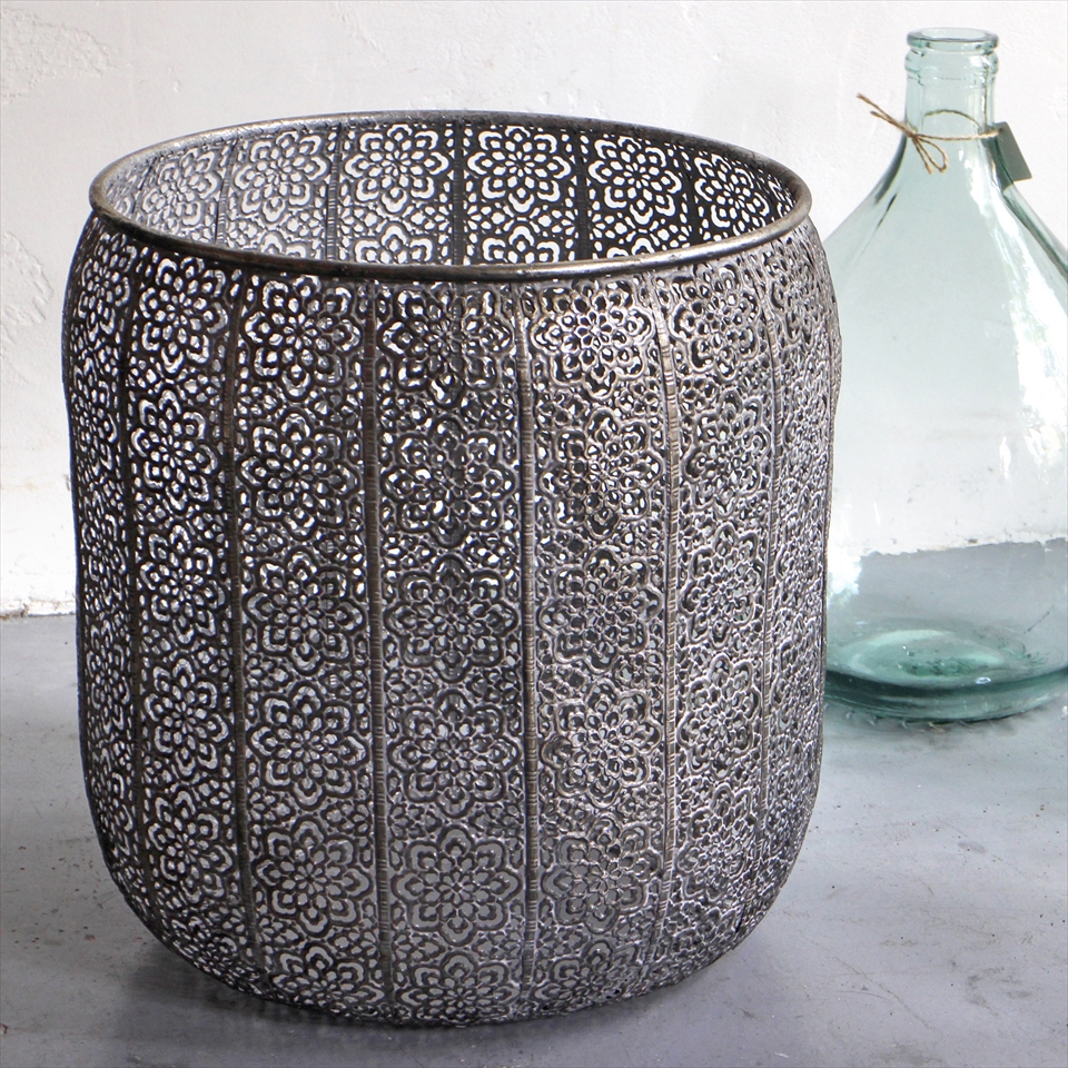 プランター 鉢カバー 12号鉢サイズ 直径42cm アイアン 花の透かし模様 ガラタバザール